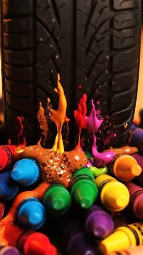 Colorful Crayons Crushed by Car 🚗🖍️ So Satisfying!