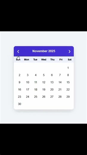 Dynamic Calendar in 30 Seconds | HTML CSS JavaScript 🔥📝 Shortts