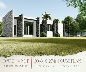 Modern Stone House Plan: Contemporary Architectural Blueprint (PDF) - Etsy