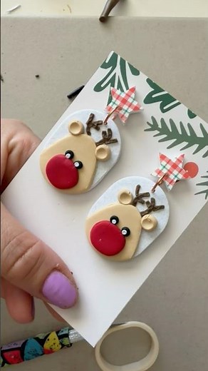 Polymer clay reindeer earrings!