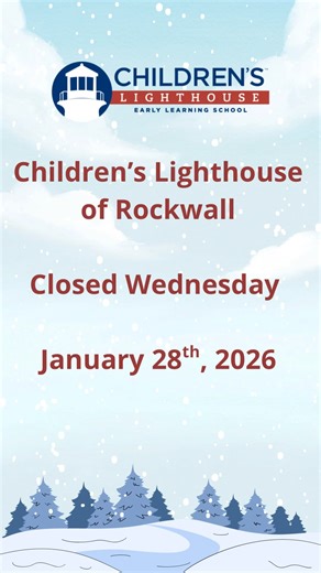Children’s Lighthouse of Rockwall ❄️ Snow Day Update: Day 3 ❄️ Rockwall ISD is closed Wednesday January 28th 2026, and Children’s Lighthouse of Rockwall will also be closed as we follow the district for weather-related closures. We know this is tough on families, and we appreciate your patience as everyone stays safe and off the roads. We’ll continue to monitor conditions and will share any updates through Procare Engage and Facebook. Stay warm and safe, Lighthouse families. 💙 | Children's Ligh