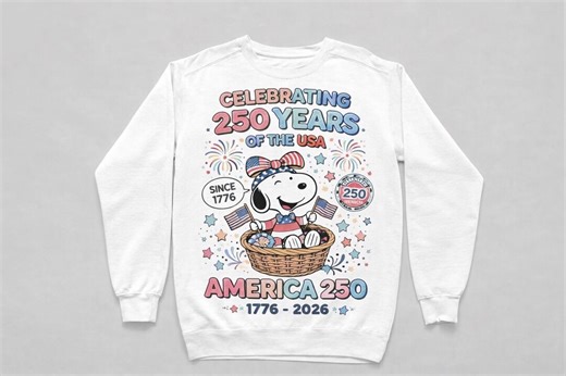 Snoopy America 250 Sweatshirt, Patriotic 4th of July USA Celebration - Etsy