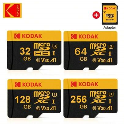 KODAK Black Memory Card 16GB 32GB 64GB MicroSD Card 128GB 256GB Class10 Micro SD Card 4K With SD Adapter Card Reader For PC | SHEIN