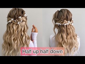 Half UP half DOWN easy hairstyle for evening!