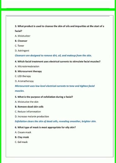 Milady Barbering Facial Treatments Exam QUESTIONS AND CORRECT ANSWERS VERIFIED ANSWERS PLUS RATIONAL