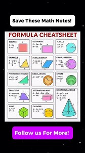 Important Geometry Formulas Math Notes 🔥📚 | Math Tricks Tutorial