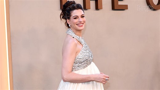 Pregnant Anne Hathaway Is Glowing in Crystal-Embellished Prada Gown at The Odyssey N.Y.C. Premiere