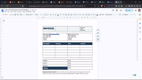 Editable Invoice Template Google Docs, Small Business Invoice, Freelancer Invoice, Simple Invoice Template, Billing Template - Etsy