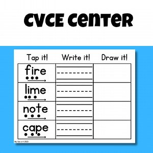 Long Vowel CVCE Phonics Center (Tap it, Write it, Draw it)
