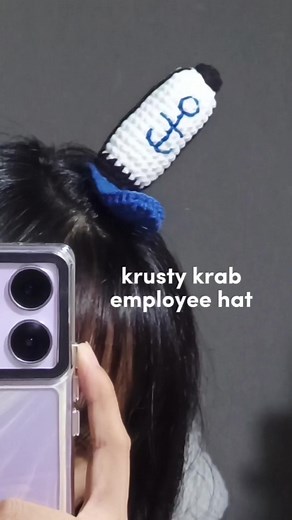 Krusty Krab Employee Hat | Cute Crochet Hair Clip