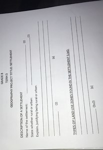 Grade 8 Geography Project: SettlementDescription of a Settlem... | Filo