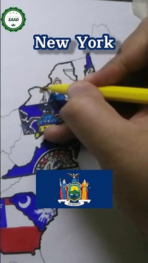 New York flag map drawing