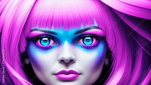Generative ai motion animation of closeup portrait of a futuristic woman. Surreal digital image manipulation of a super hero