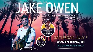 27K views · 156 reactions | We're coming for ya South Bend! See y'all July 7 at Four Winds Field with my buds Chris Janson and Jordan Davis! | Jake Owen | Facebook
