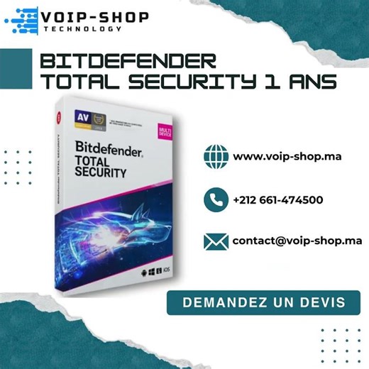 Bitdefender Total Security – Antivirus complet pour 5 appareils