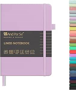 &And Per Se Lined Journal Notebook, 160 Pages, A5 5.7 x 8 inches College Ruled Thick Paper Notebook Journals for Writing, Hardcover Notebooks for Women Men Office School (1 Pack, Lavender)