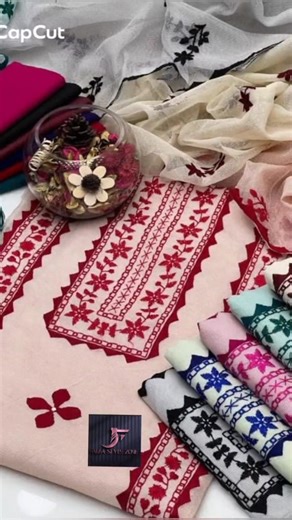 HAND MADE APPLIQUE WORK HEAVY EMB 3PC #fashion #unstitched #dress 03105308907