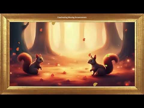 Squirrels in an Autumn Forest | Leaf Animation | Frame TV Art | Screensaver 4K | No Sound Video