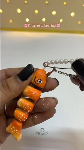 Cute Fishbone Charm Keyring DIY 🧡 #diy #art #diykeychain #handmade #craft #shorts