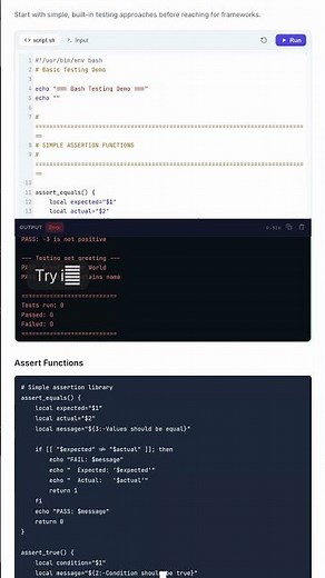 Testing Scripts - Bash Tutorial — in 30 seconds #Bash #Shell #Linux