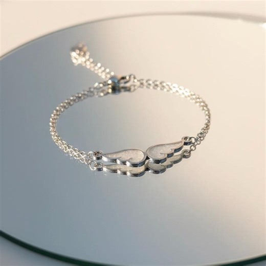 Iridescent White Angel Wing Bracelet, Ethereal Wing Charm, Handmade Canada - Etsy