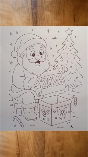 Christmas Santa Claus Opening a Gift 🎁 | Easy & Cute Santa Drawing Shorts