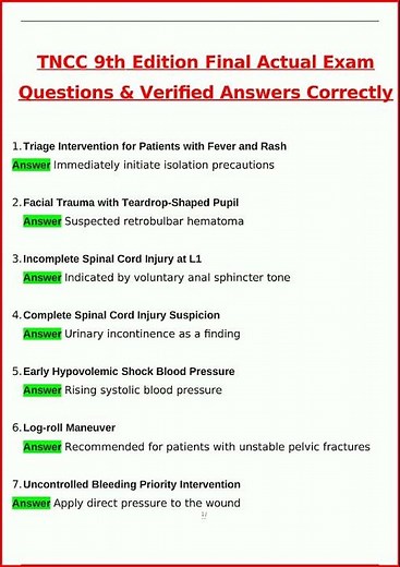 Tncc 9Th Edition Final Exam Latest Actual Questions And Veri video