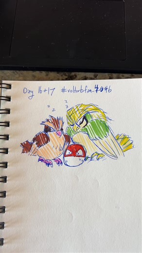 Drawing voltorb every day of 2026 (day 16 17!!) #voltorb #pidgey #pidgeotto #pokemon