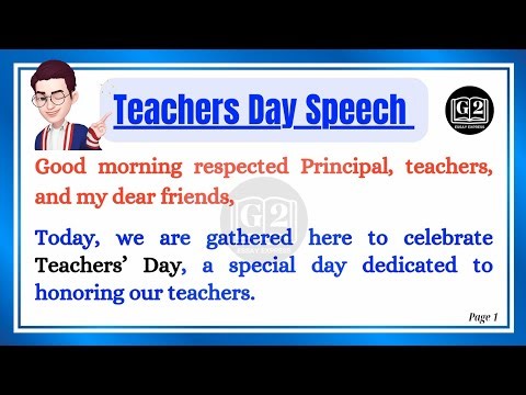 Teachers Day Speech for Students || Speech on teachers day || Teachers' Day par Speech english mein