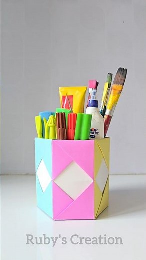 DIY Cute Pen Holder ✨ Made From Paper | Easy Desk Organizer Idea 😍 #desktoporganizer