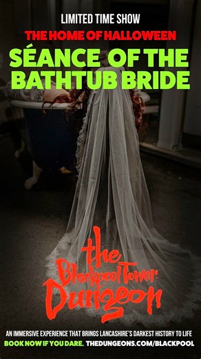 Our limited time show The Seance of The Bathtub Bride has arrived at Blackpool Tower Dungeons 🪦 📅1st October to 15th November 🎟️Included in standard admission ticket 💀Recommended for ages 10 JOIN US? If you dare... 👉🏼https://www.thedungeons.com/blackpool/tickets-passes/ | The Blackpool Tower Dungeon