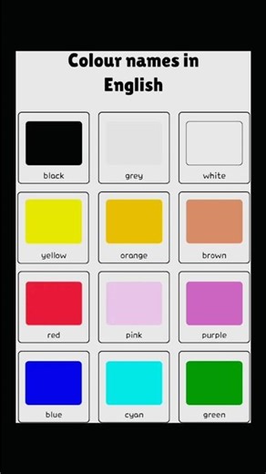 Names of Colours - List of Colours Names in English -#english #colors #short