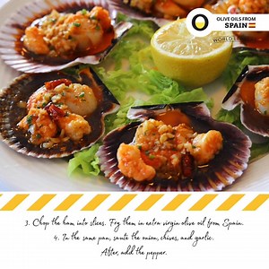 12K views · 830 reactions | Seafood is a must when you are talking about Galician gastronomy, in the north of Spain. Today we focus on zamburiñas. Does that sounds like a dance to you? Well it's not! Watch our video and discover how to prepare this seafood dish with EVOO from Spain.  Olive Oils from Spain, The Taste of Maximum Quality | Olive Oils from Spain | Facebook