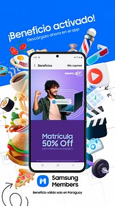 ¡Invertí en tu futuro con Samsung Mmenbers! 🤑 Accedé a un 50% de descuento en la matrícula de los cursos de IDT y empezá a formarte en lo que te apasiona. | Samsung
