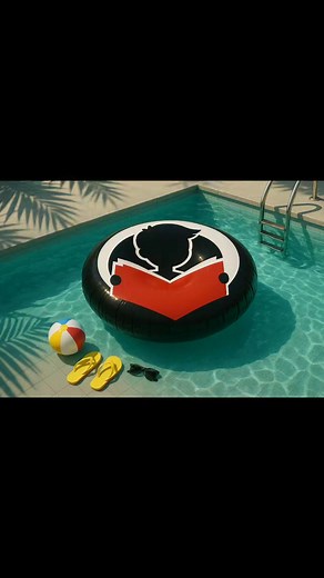 Chatgpt: The float should be realistically floating in a clear, sunlit pool with turquoise water. Include soft ripples, light caustics on the pool floor, and a few sun reflections dancing on the float’s surface. Scene Details: Float size: approx. 1.8 meters wide (large enough to lie on) Pool style: clean tiled or concrete pool edge, with palm leaf shadows or a pool ladder in frame Optional: a beach ball, sunglasses, or flip-flops resting nearby for scale and realism Will take it with your logo.