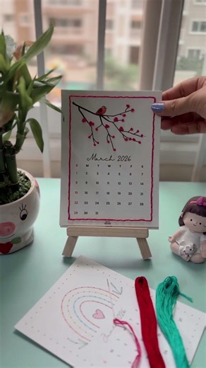Paper Embroidery Calendar ✨ June Process Coming Soon! #embroideryprocess #deskgoals