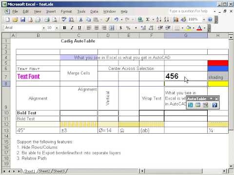 How to edit the imported Excel worksheet in AutoCAD