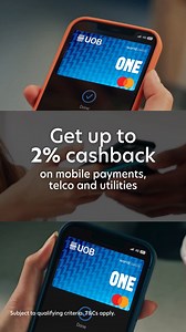 Earning cashback is easy with the enhanced UOB One Debit Card. Let every dollar go further with up to 8% cashback at even more places! 🍔Up to 8% cashback on Grab, McDonald’s, Shopee and SimplyGo 📱Up to 2% cashback on Singtel, GOMO, Singapore Power and mobile payments (Apple Pay, Google Pay and Samsung Pay) 📈 Up to 3.4% p.a. interest on savings when paired with UOB One Account Exclusive to UOB One Debit Mastercard. Valid for new-to-UOB One Debit Cardmembers only. Subject to qualifying criteria