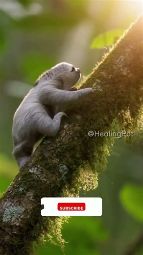 Tiny Rescued Sloth's Slow Climb to Sunbeam 🌞🐾 | #SlothLove #WildlifeRescue