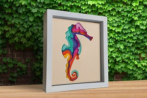 3d Seahorse, Shadow Box Svg, Layered Paper Cut, 3d Cricut Projects, Laser Cut Files, Layered Svg, Colorful Layers, Ligth Box Svg - Etsy