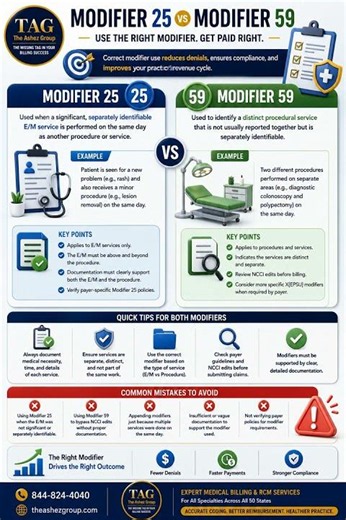 💡 **Modifier 25 vs. Modifier 59** #medicalbilling #fyp