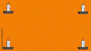Candles light flickers animation on a orange background. Perfect for depicting relaxation, meditation, or festive holiday celebration scenes. 4k Halloween Icon