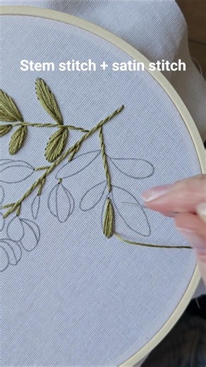 Stem stitch & satin stitch combo✨️ Bluebonnet pattern💙 #embroidery #tutorial #diy #handmade #art