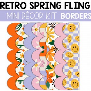 Retro Spring Fling Borders / Bulletin Board Decor Kit w/ Smiley Faces