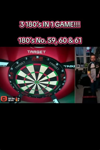 3 180’s IN 1 GAME!!! 180’s No. 59, 60 & 61 unbelievable lucky buzzing never done before historic #darts #dartscommunity #darts4fun #180 #fyp @DartCounter @Target Darts @OfficialPDC @Winmau @Forces Focused