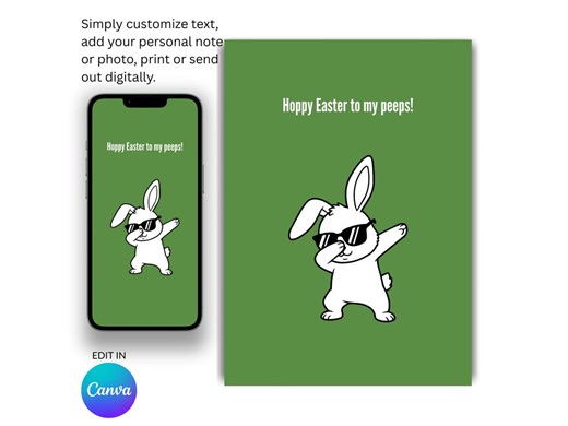 Editable Easter Greeting Card Template | Digital Download | Print and Mobile Size - Etsy