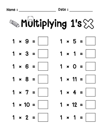 Multiplication Worksheets: Fill-in-the-blanks Math Drills (digital Download) - Etsy Singapore