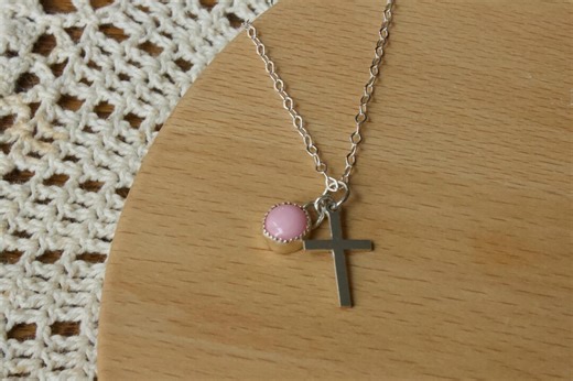 Pink Conch, Cross Necklace - Etsy