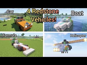 Minecraft: 4 special working vehicles with redstone tutorial #giveaway
