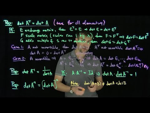Determinants of Transpose and Inverses